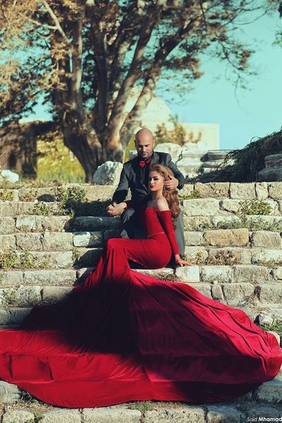 Vin Rouge Velours Robe De Bal De Haute Qualité Sexy Hors-épaule Longue Robe De Soirée Formelle Plus La Taille robes de fête