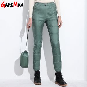 2017 Hiver vers le bas pantalon femmes casual outwear taille élastique vêtements de travail femmes mode neige plus la taille épaissir femme pantalon chaud q171135