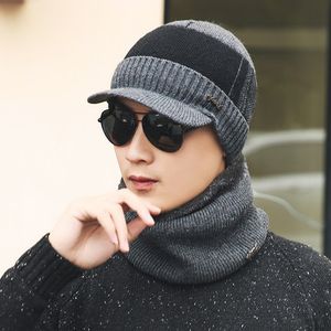 2017 chapeau d'hiver chaud vent capuche plus velours plus épais casquette cou casquette mâle hiver tricoté laine chapeau