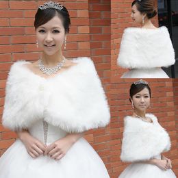 Chaquetas de perlas de invierno broche de piel sintética vestido de novia accesorios de hombro Bolero nupcial chaqueta chal de color marfil