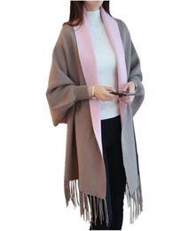 2017 Winter Women039s Poncho à lamelle artificielle en cachemire artificiel chaleureux avec manche de batwing Solide en tricot surdimensionné Cardigans1774931