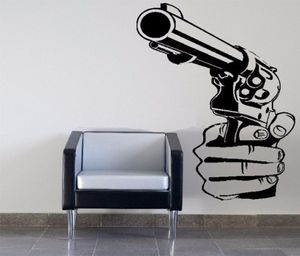 2017 NEW Gun Shooting Wall Art Sticker Decal Diy Decoración del hogar Decoración Mural Mural Etiqueta de dormitorio extraíble DIY1138169