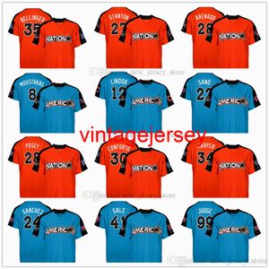 2017th All-Star Game Honkbalshirts Gestikt Sale Miller Sanchez Stanton Posey Conforto Harper Blackmon Correa 12 Lindor 35 Bellinger 99