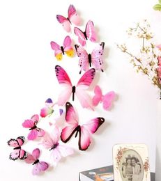 2018 12PCS Decal Wall Stickers Home Decorations 3D Butterfly Rainbow Drop JA26 C181222014653661