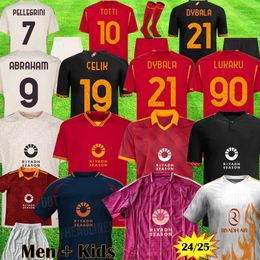 maillot de foot AS Roma Jersey DYBALA BELOTTI asroma Chemises de football LLORENTE PELLEGRINI ABRAHAM LUKAKU kits TOTTI ROMA Chemises SHAARAWY Hommes Enfants Uniformes