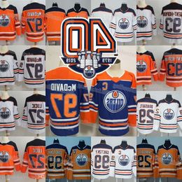 2018-19 Oilers d'Edmonton 40e patch 27 Milan Lucic 93 Ryan Nugent-Hopkins 97 Connor Mcdavid Wayne Gretzky Leon Draisaitl Cam Talbot Jer 34