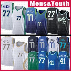 Luka Doncic Dirk Nowitzki Jersey 41 77 75e anniversaire City Basketball Maillots Hommes Chemises S-XXL