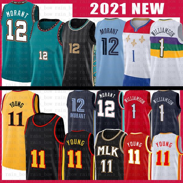 Ja Morant Trae Young Zion 1 Maillot de basket-ball Williamson 12 11 Maillots pour hommes