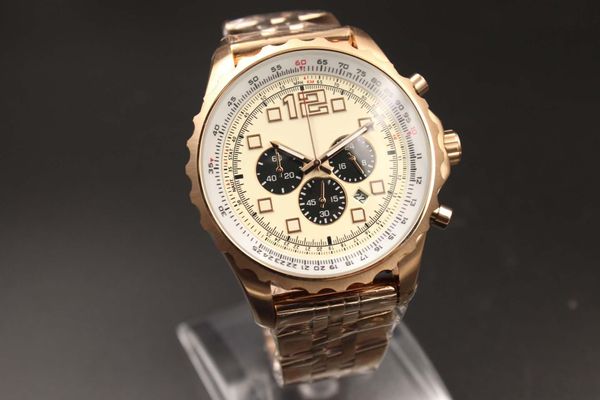 2023 Nouveau livraison gratuite vente chaude montres grand cadran montre à quartz hommes marque flûte or squelette cadran blanc montre avec chronomètre simu