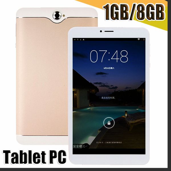 168 3G 7 pulgadas Phabet Phone Call Tablet Pc 1024 * 600 px Pantalla capacitiva Mtk8312 Quad Core Cpu Ram 1GB Rom 8GB ROM Sistema Android 7.0 Gps Wif