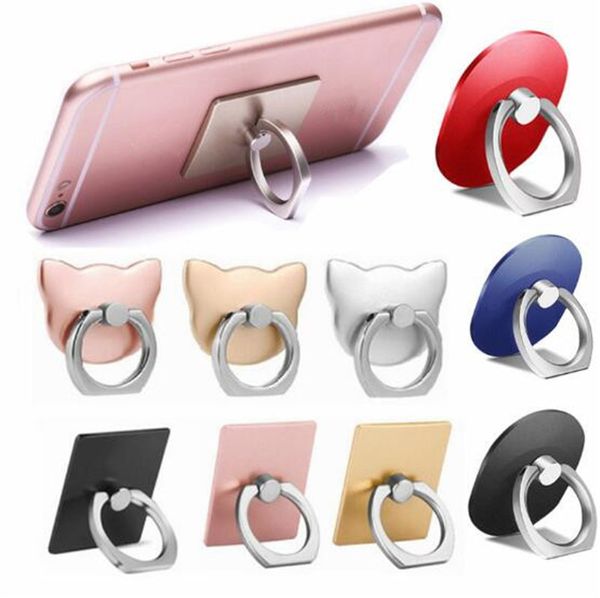 7 designs Logo personnalisé Support de bague de téléphone portable universel 360 degrés Support de poignée de téléphone portable Support de boucle paresseux en métal avec sac en or DHL