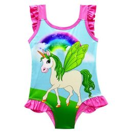 2018 6 Design Ins Unicorn Swimwear One Piece Bowknot Swimsuit Bikini Big Kids Cartoon d'été Bathonage de natation en nourrisson Backwear3426092