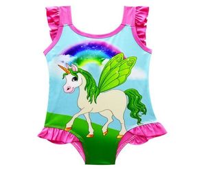 2018 6 Design Ins Unicorn Swimwear One Piece Bowknot Swimsuit Bikini Big Kids Summer Cartoon Infant Bad Swing Pakken Beachwear6080363