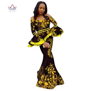 2019 Afrikaanse rok sets voor vrouwen dashiki bazin riche patchwork 2 stuks sets bloem ruches Afrikaanse traditionele kleding WY2351