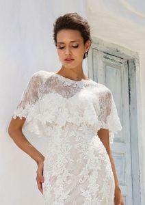 2018 applique bruiloft jas wraps voor bruid hoge nek bruiloft cape borduurwerk kant mantel jas bruids Bolero schouderophalen Dubai Abaya