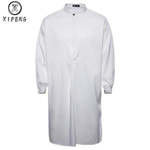 2018 AUTOMNE NOUVELLE BRAND MENS MEN'S Fashion Arabe Fashion Simple Long Men's Men's Casual Shirt White Muslim Robe Thobe Robe M-XXL252C