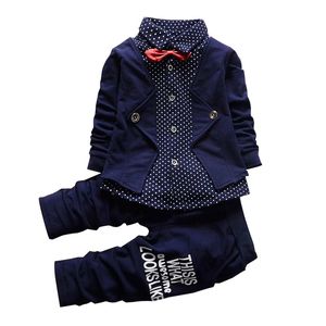 2018 ropa de bebé niño primavera formal ropa de niños traje 2 uds conjuntos de niños conjunto bebé nacido caballero ropa de niño pequeño vestido de cumpleaños