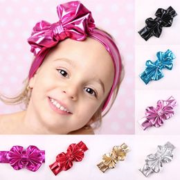 2018 baby meisjes schijnen boog hoofdbanden Europa stijl grote brede strik haarband 7 kleuren kinderen haaraccessoires kinderen hoofdbanden haarband