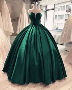 2021 vestido de baile de noche verde oscuro vestido de graduación cariño satén plisado largo barato diseñador desfile vestido Formal hecho a medida