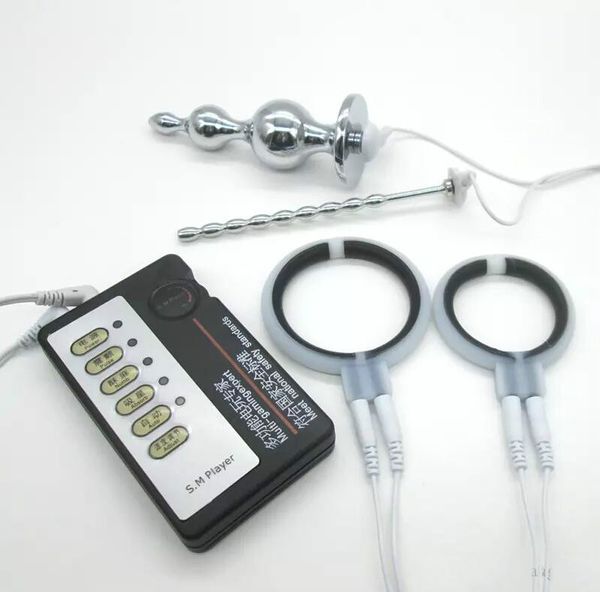 Kit de Electro sexo Anal Bdsm, anillo para pene de descarga eléctrica, sonido uretral, tapón para agrandar el pene, juguetes anales de acero inoxidable para adultos, 2022