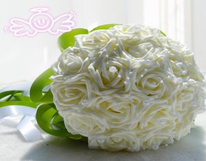 2018 beau mariage bouquet de mariée décoration de mariage demoiselle d'honneur fleur perles avec soie rose purle ivoire rose et rouge 18 pièce7969469