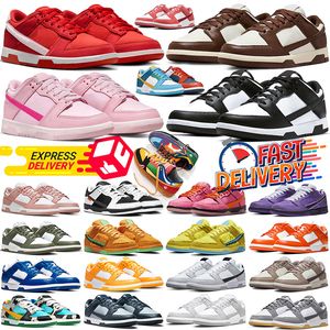 Designer Heren Dames Schoenen Platte Sneakers Casual Lows Panda Wit Zwart Grijs Mist Triple Roze Universiteit Blauw Rood Wolf Grijs Heren Casual Trainers Low GAI