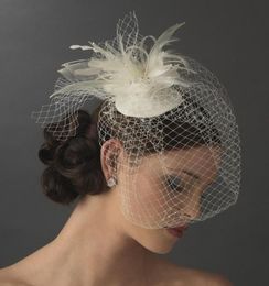 2018 Birdcage Bridal Veils Feather Tule Ivory en witte bruiloft Bridal Accessories Wedding Veils3748870