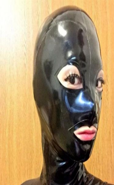 2018 Black Unisex Exotic New Design Open Eyes abiertos y boca de látex hecho a mano Catsuits Masks lindo Mask6688196