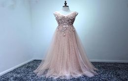 2018 Blush Pink Women Prom Dress A Line ajusté Longues robes maxi formelles pour vestidos de l'occasion spéciale De Noiva Longa3685194