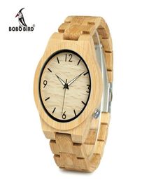 2018 BOO Bird WD27 Bamboo Wooden Watch for Men Unique Lug Design Top Brand Luxury Quartz Wood Band Night Green Pointer Pointer Watc1725756