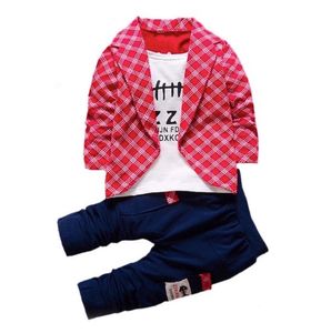 2018 jongens set party kleding 2 stks nieuwste stijl kinderen blouses en plaid top pak peuter gentleman outfits set 0 1 2 3 4 jaar