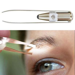 2018 Brainbow 1pc LED Tweezer+3 Batteries Eyelash Eyebrow Eyes Hair Remover Tools Stainless Steel Eyebrow Tweezers