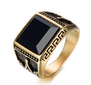 2018 Gloednieuwe eenvoudige stijl zwarte zirkoon heren roestvrijstalen gouden ringvinger ringen snel 6067726