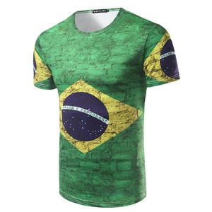 2018 Brazilië korte mouw 3D-gedrukte voetbalfans T-shirts Casual Green Men World Cup T-shirts M-2XL