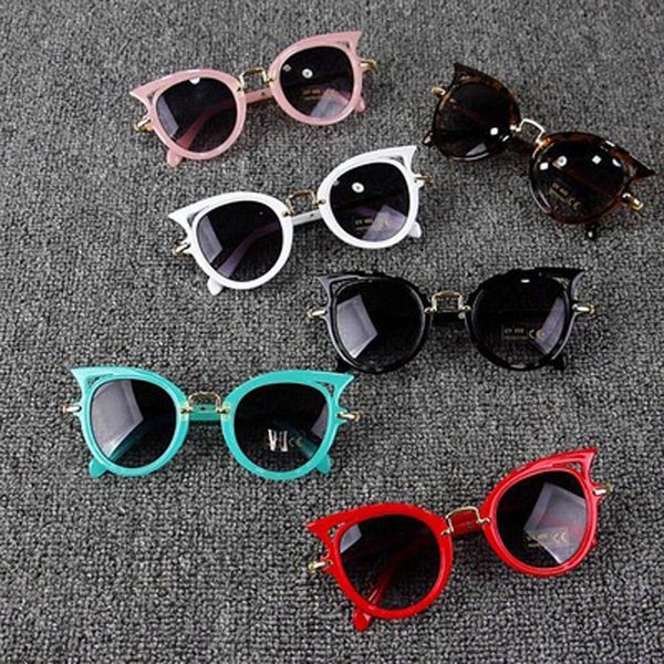 2018 Cat Eye Kids Gafas de sol Niño Niña Moda Protección UV Gafas de sol Simple Cute Eyeglasses Frame Child Eyewear Summer Beach Accesorios