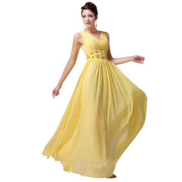 Qatar 2024 Vestidos de noche sin espalda amarillos de talla grande hechos a medida Vestidos largos de fiesta con cuello en V Vestido formal Cena Fiesta Robe De Soiree
