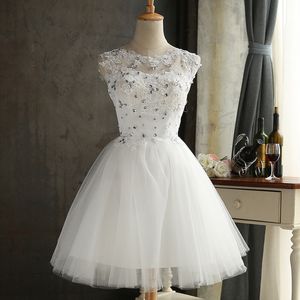 2018 Pas Cher Mode Blanc Appliques Cristal Robes De Bal Courtes Avec Tulle Homecoming Cocktail Party Occasion Spéciale Robe Robe Fiesta BH10