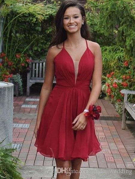 Hot Red Short Homecoming Dress A Line Chiffon Juniors Sweet 15 Graduation Cocktail Party Dress Tallas grandes por encargo