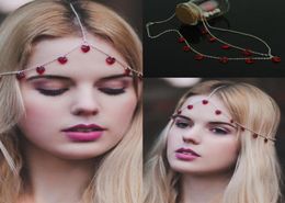 2018 Goedkope Real Images Hoofdband haaraccessoires ketting hoofddeksels Shining Red Black Crystal Sieraden Bruiloft Bruids Elegant Haarstukje5626637
