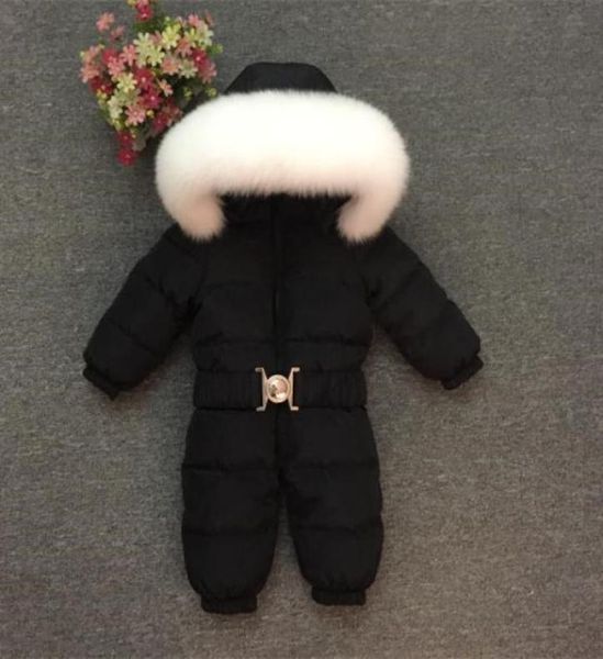 2018 Enfants039s Hiver Suitts Kids Vêtements Sangue chaude Baby Boy Girl épais vers le col en fourrure Foutr Salopes Toddler Snow Wear R2768190