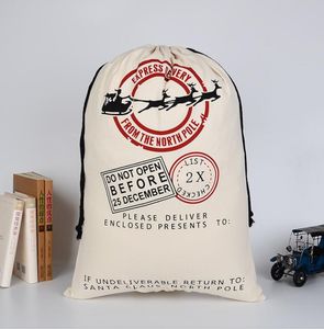 2018 kerstcadeau tassen grote biologische zware canvas tas Santa Sack trekkoord tas met rendieren Santa Claus Sack tassen voor kinderen