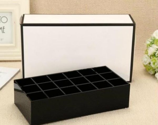 Classique haute qualité acrylique 18 grille boîte de rangement cosmétique multifonctionnel boîte de rangement brillant à lèvres présentoir avec emballage cadeau