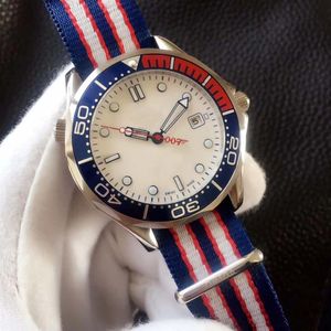Commander James Bond 007 witte wijzerplaat limited edition horloge heren sprots nylon band 2813 automatisch horloge herenhorloges 41m266a