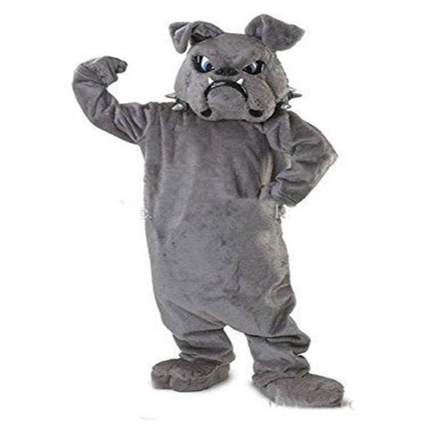 2018 Cool Bulldog Mascot costume Gray School Animal Team Cheerleading Traje completo Adulto Size2827