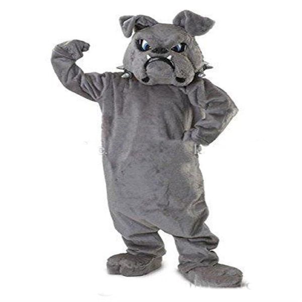 2018 Cool Bulldog Mascot costume Gray School Animal Team Cheerleading Traje completo Adulto Size298e