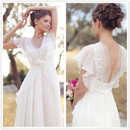 2018 land boho bruiloft jurk kant chiffon vloer lengte sweetheart vintage trouwjurken outdoor strand bruidsjurken vestidos op maat gemaakt