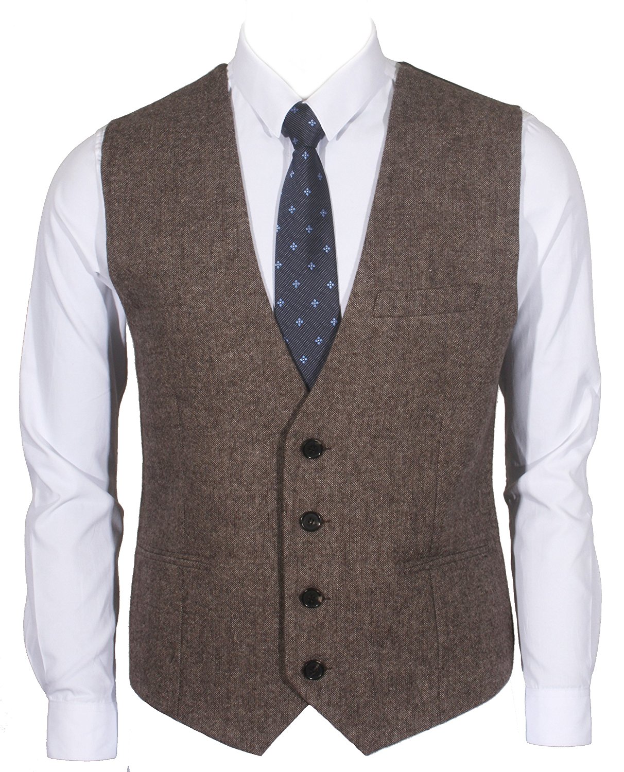 2019 Country Groom Vests Farm Wool Herringbone Tweed Vests Custom Made British Style Groom Vest Slim Fit Mens Suit Vest Waistcoat Dress
