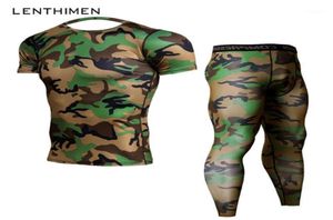 2018 CrossFit sets de compression chemise hommes armée verte camo 3d t-shirt mma rashguard bodybuilding leggings fitness tshirts joggers19536187