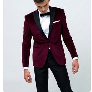 Vêtements pour hommes Costumes pour hommes Blazers veste bordeaux personnalisée pantalon noir costume d'affaires formel de mariage pour hommes et robe de garçons d'honneur sur mesure