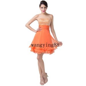 2018 Leuke Grace Karin Orange Short Homecoming Jurken Chiffon Sweetheart Prom Dress Sexy Plus Size Club Jurken